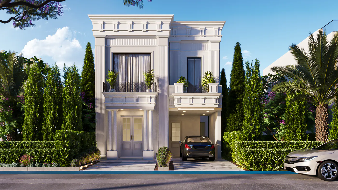 5 Marla neoclassical villa render by Janan Manzil